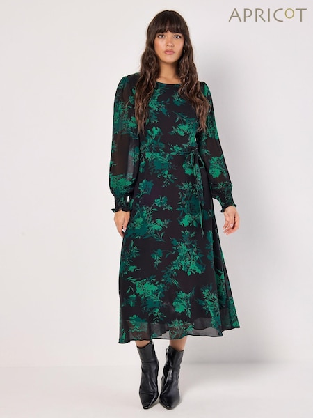 Apricot Green Floral Print Extravaganza Midaxi Dress (AV6289) | £46