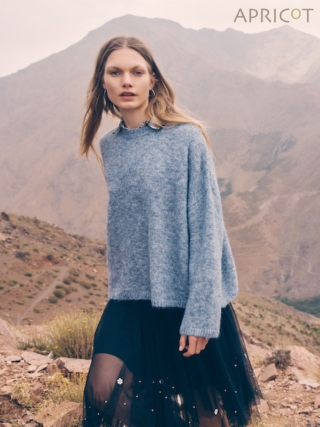 Apricot Grey Oversized Fluffy Yarn Jumper (AV6313) | £39