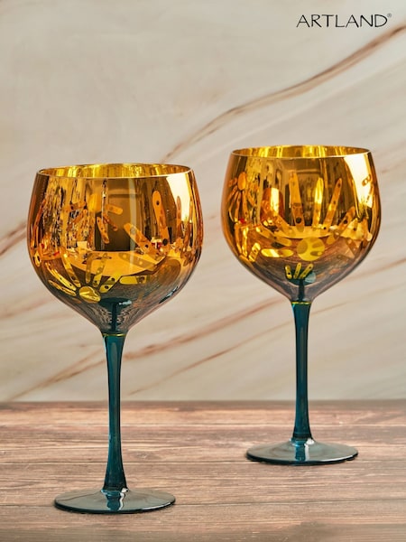 Artland Set of 2 Gold Fiesta Gin Glasses (AV6368) | £32