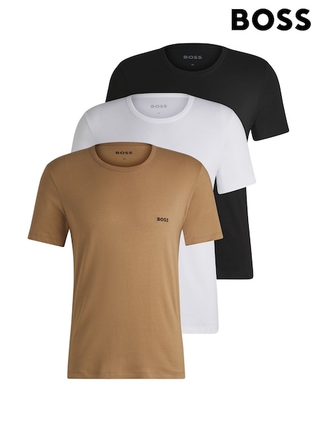 BOSS Brown/White/Black Classic Crew Neck T-Shirts 3 Pack (AV6468) | £45