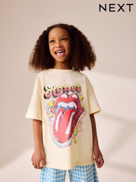 Cream Oversized Rolling Stones Band License T-Shirt (3-16yrs) (AV6547) | £15 - £20
