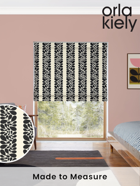 Orla Kiely Black Sycamore Stripe Made to Measure Roman 100% Cotton Blind (AV6764) | £79