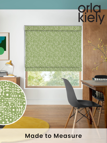 Orla Kiely Basil Green Criss-Cross Stem Made to Measure Roman 100% Cotton Blind (AV6765) | £79