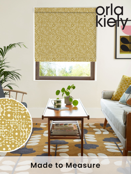 Orla Kiely Sunflower Yellow Criss-Cross Stem Made to Measure Roman 100% Cotton Blind (AV6767) | £79