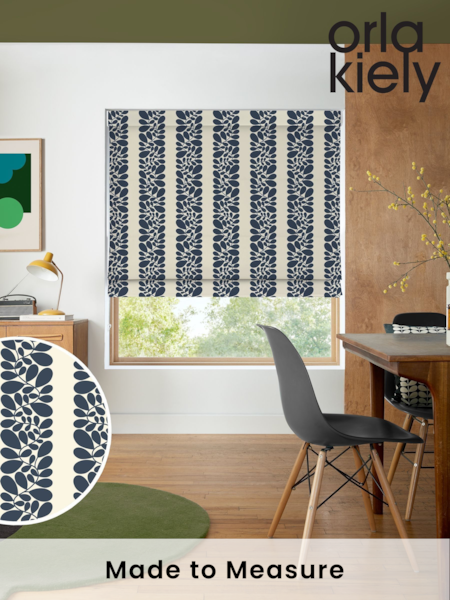 Orla Kiely Navy Blue Sycamore Stripe Made to Measure 100% Cotton Roman Blind (AV6768) | £79
