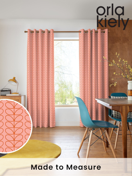 Orla Kiely Tomato and Pink Linear Stem Made to Measure 100% Cotton Curtains (AV6771) | £91