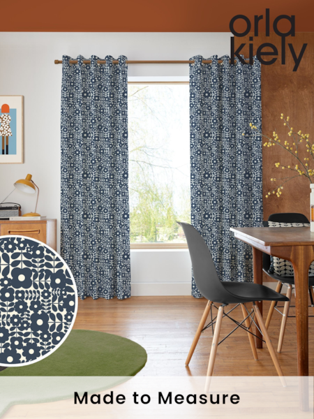 Orla Kiely Navy Blue Criss-cross Stem Made to Measure 100% Cotton Curtains (AV6776) | £91