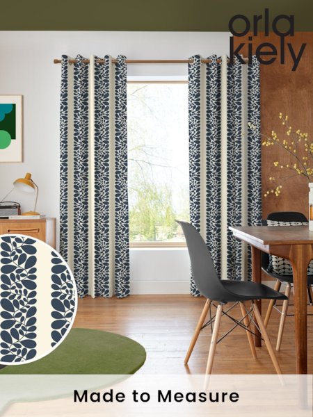 Orla Kiely Navy Blue Sycamore Stripe Made to Measure 100% Cotton Curtains (AV6777) | £91