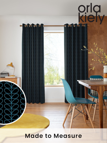 Orla Kiely Evergreen and Black Linear Stem Made to Measure Curtains (AV6778) | £91