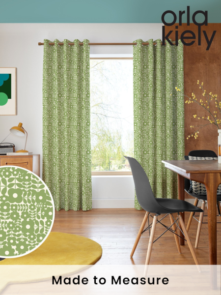 Orla Kiely Basil Green Criss-cross Stem Made to Measure 100% Cotton Curtains (AV6780) | £91