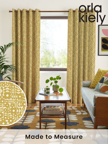 Orla Kiely Sunflower Yellow Criss-cross Stem Made to Measure 100% Cotton Curtains (AV6781) | £91