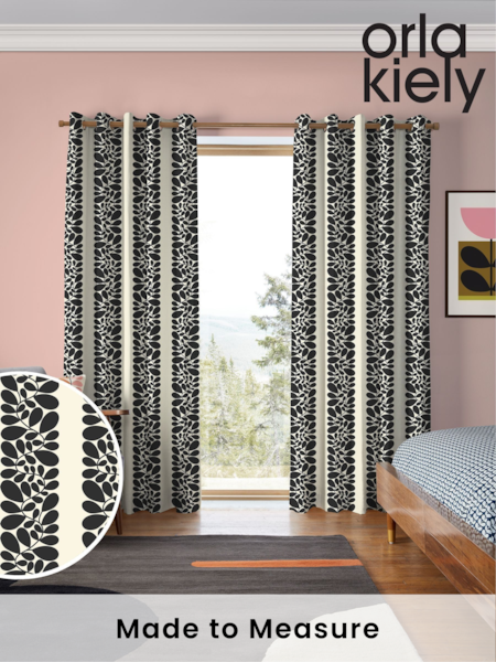 Orla Kiely Black Sycamore Stripe Made to Measure 100% Cotton Curtains (AV6782) | £91