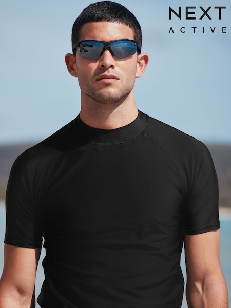 Black Active Short Sleeve Rash Vest (AV6816) | £22