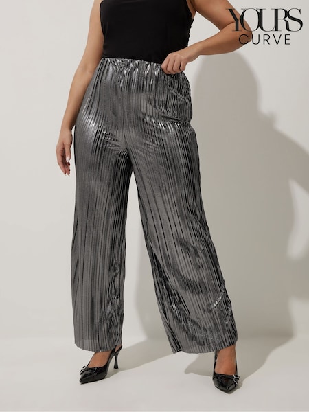 Yours Curve Silver Limited Pleated Trousers (AV6831) | £41
