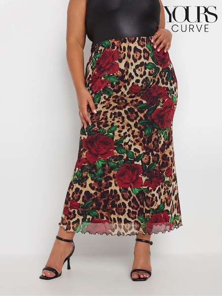 Yours Curve Natural Limited Leopard Print Skirt (AV6874) | £33