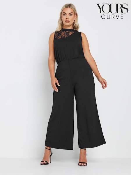 Yours Curve Black Limited Lace Detail Jumpsuit (AV6894) | £43