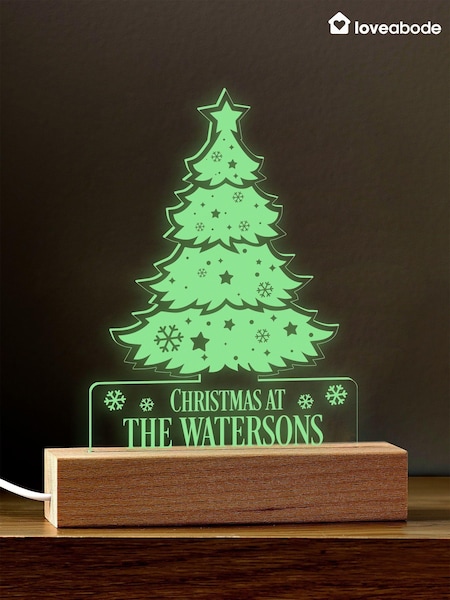 Personalised Family Christmas Tree Shape Night Light by Loveabode (AV6947) | £22