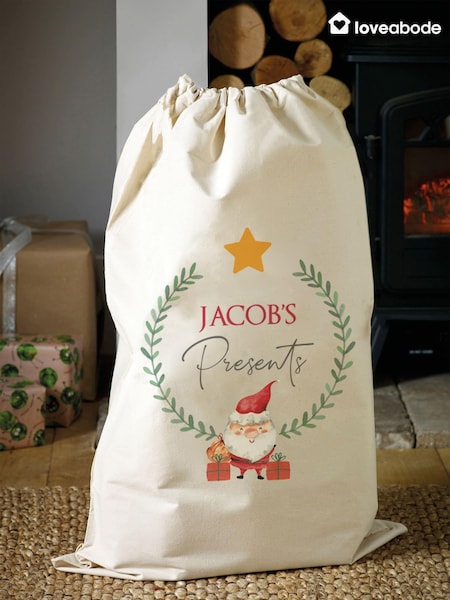 Personalised 100% Cotton Santa Is A StarChristmas Sack by Loveabode (AV6958) | £22