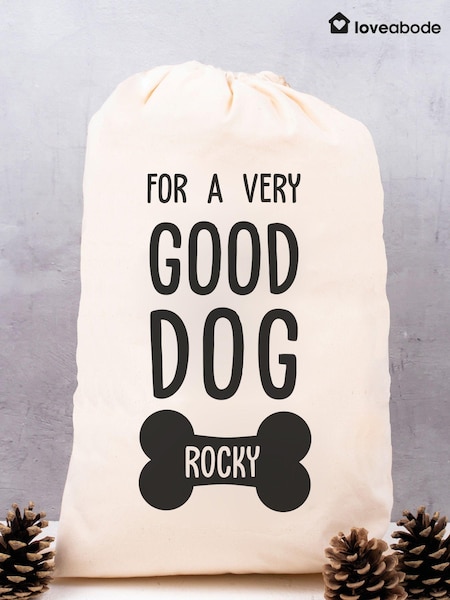 Personalised 100% Cotton Good Dog Christmas Sack by Loveabode (AV6961) | £17