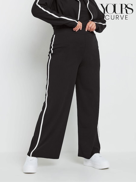 Yours Curve Black Limited Tape Straight Leg Trousers (AV7004) | £38