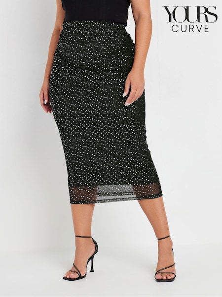Yours Curve Black Limited Sparkle Skirt (AV7014) | £41