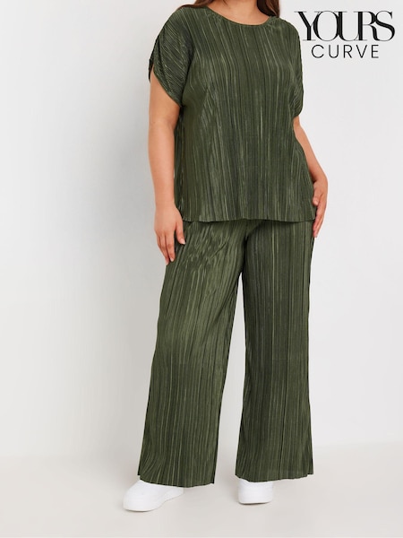 Yours Curve Green Limited Plisse Trousers (AV7021) | £33