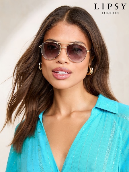 Lipsy Brown Aviator Sunglasses (AV7097) | £16