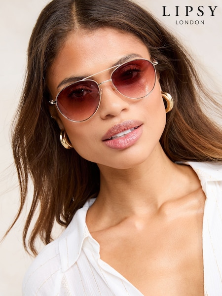 Lipsy Pink Aviator Sunglasses (AV7098) | £16