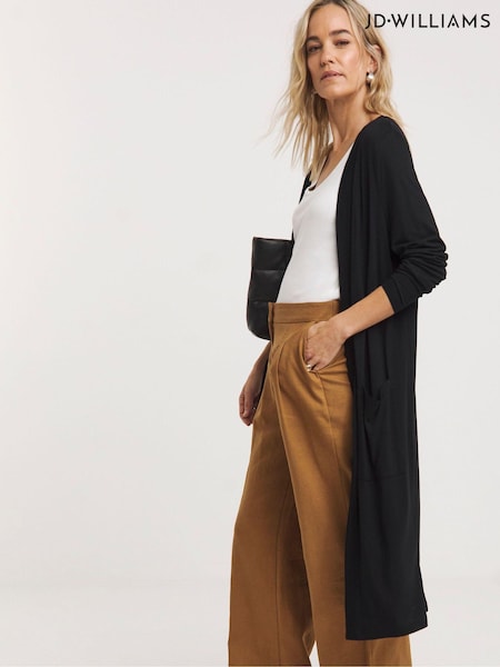 JD Williams Black Longline Jersey Pocket Cardigan (AV7162) | £22