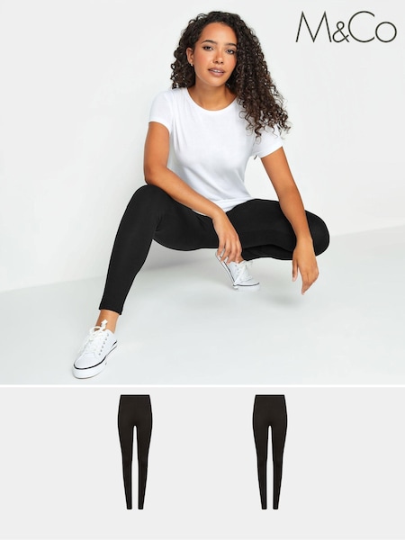 M&Co Black Basic Leggings 2 Pack (AV7196) | £32