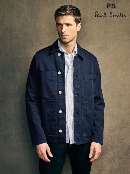 PS Paul Smith Dark Wash Denim Button Down Pocket Shirt (AV7293) | £235