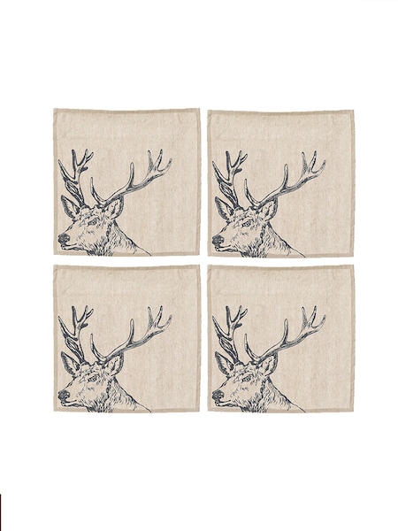 Selbrae House Set of 4 Linen Stag Napkins (AV7330) | £30
