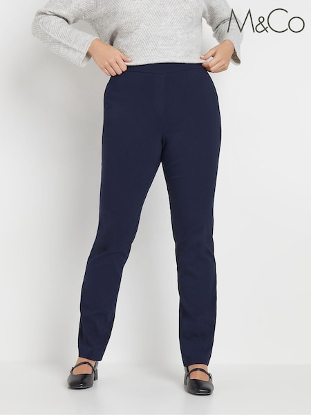 M&Co Blue Straight Bengaline Trousers (AV7372) | £33