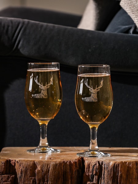 Selbrae House Set of 2 Clear Stag Craft Beer Glasses (AV7406) | £34