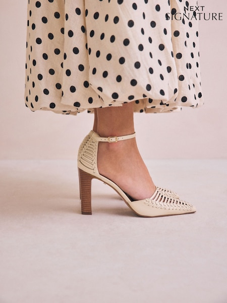 Bone Signature Premium Leather Weave Point Toe Heels (AV7539) | £84