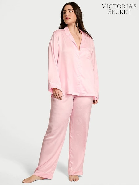 Victoria's Secret Angel Pink Jacquard Satin Long Pyjama Set (AV7558) | £69