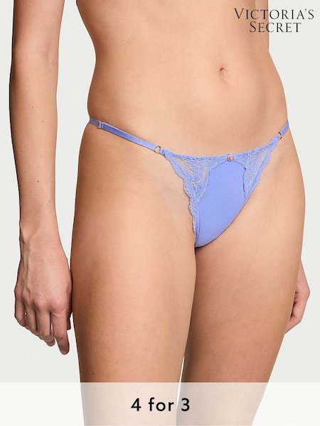 Victoria's Secret Blue Cameo Lace Trim G String Knickers (AV7566) | £14