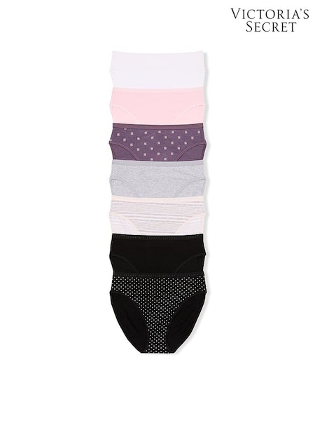 Victoria's Secret White/Pink/Purple/Grey/Black Brief Logo 7 Pack Knickers (AV7569) | £35