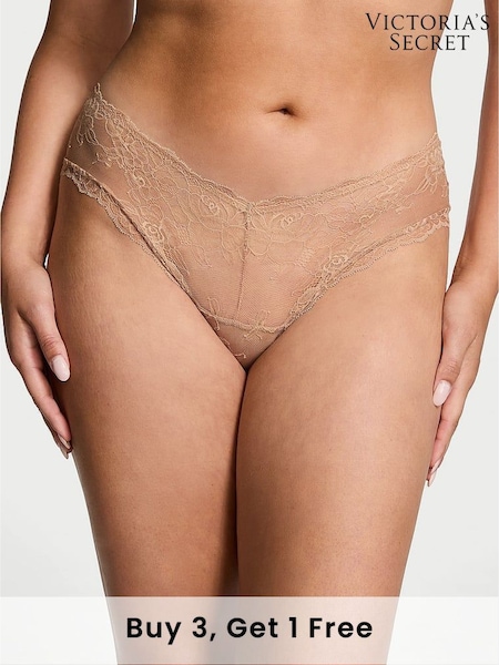 Victoria's Secret Praline Nude Cheeky Rose Lace Knickers (AV7570) | £14