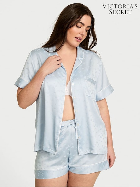Victoria's Secret Palest Blue Butterfly Jacquard Satin Short Pyjama Set (AV7574) | £65