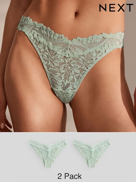 Mint Green Tanga Ultimate Comfort Lace Knickers 2 Pack (AV7656) | £15