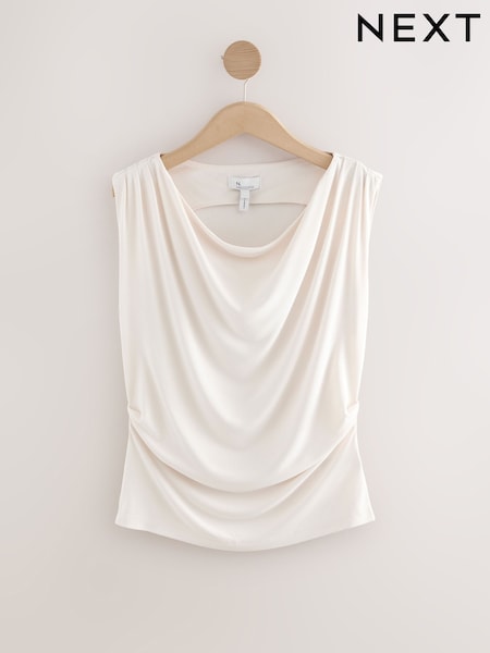 Ecru Drape Premium Modal Sleeveless Top (AV7674) | £28