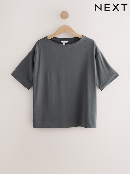 Dark Grey Relaxed Fit Premium Modal Boxy T-Shirt (AV7691) | £24