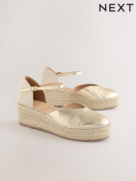 Gold Standard/Wide Fit Forever Comfort® Closed Toe Platform Espadrille Wedges (AV7754) | £42