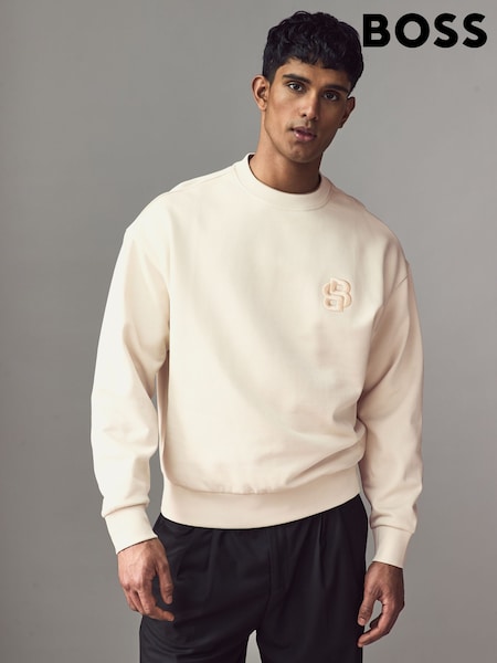 BOSS White Terry Sweatshirt (AV7798) | £189