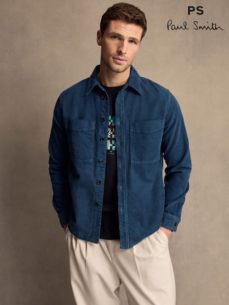 PS Paul Smith Blue Corduory Pocket Detail Shirt (AV7836) | £225