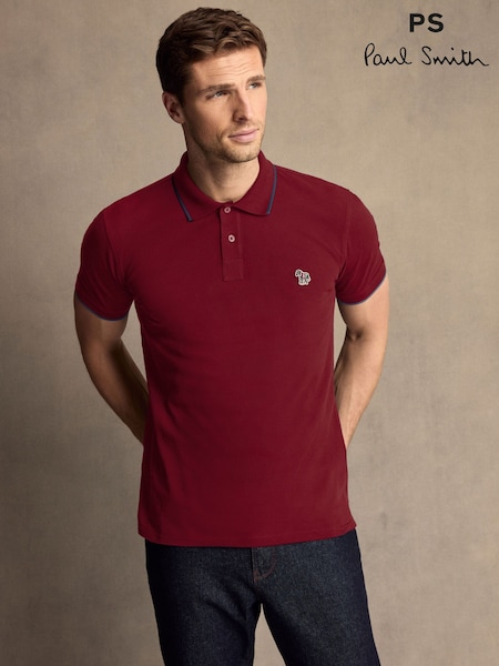 PS Paul Smith 100% Organic Cotton Zebra Logo Tipped Polo Shirt (AV7846) | £90