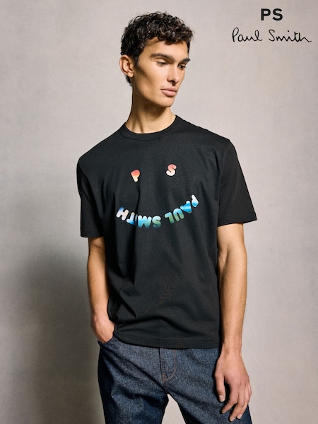 PS Paul Smith Smiley Face Graphic Black T-Shirt (AV7865) | £70