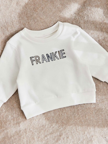 My 1st Years 100% Cotton Personalised Patchwork Name Ecru Sweatshirt (AV7881) | £24