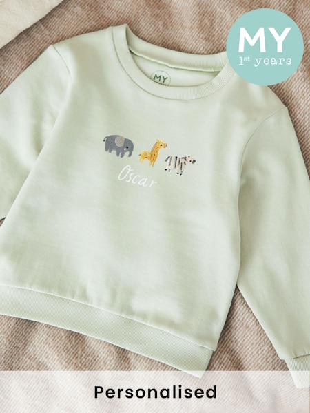 My 1st Years Personalised Safari Sage Sweatshirt (AV7883) | £24